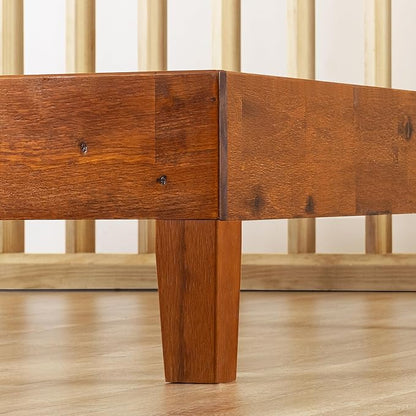 Mellow Naturalista Grand - 12 Inch Solid Wood Platform Bed with Wooden Slats - No Box Spring Needed - Full (Cherry)