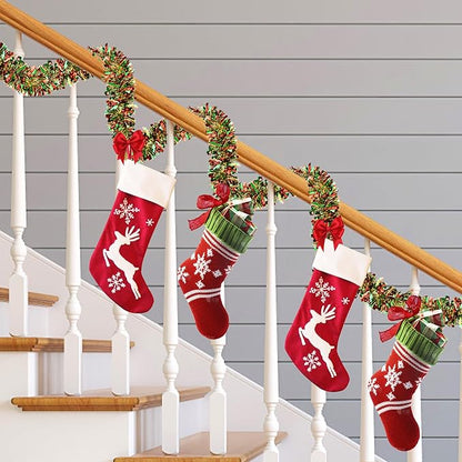 50 FT Christmas Tinsel Garland Christmas Decorations for Xmas Tree Decor Metallic Twist Shiny Hanging Garlands for Tree Mantel Stairs Fireplace Home Indoor Holiday Party Supplies (Red Green Gold)