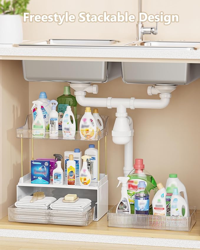 Bathroom Organizers and Storage, Makeup Organizer (Sturdy Durable Attractive), Ideal for Vanity, Countertop, Counter, Perfume, Skincare, Cabinet, Cosmetic, Dresser Organizer (white)