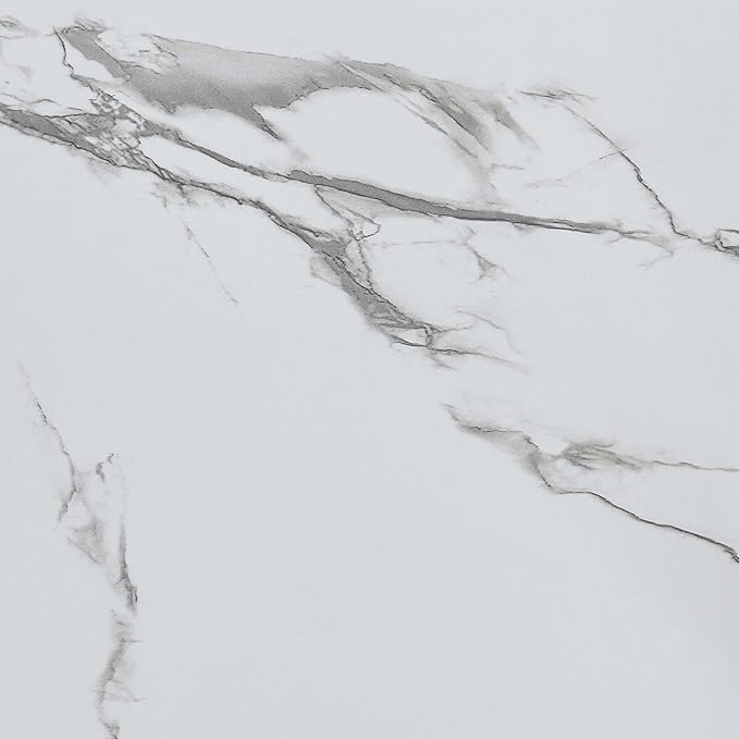 Oval Coffee Table, Mid-Century Modern Design, L41 x W21 x H17 inch, for Living Room, Clear Glass Top, White Marble Finish Wood Shelf & Gold Finish Frame