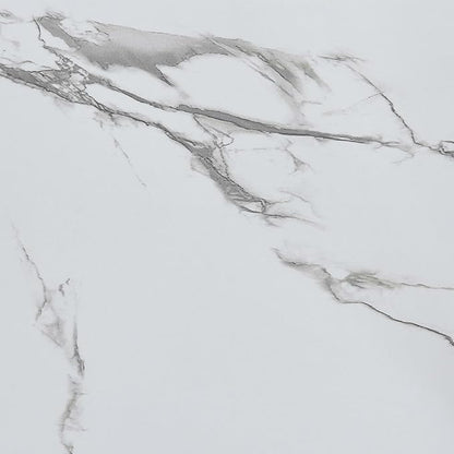 Oval Coffee Table, Mid-Century Modern Design, L41 x W21 x H17 inch, for Living Room, Clear Glass Top, White Marble Finish Wood Shelf & Gold Finish Frame