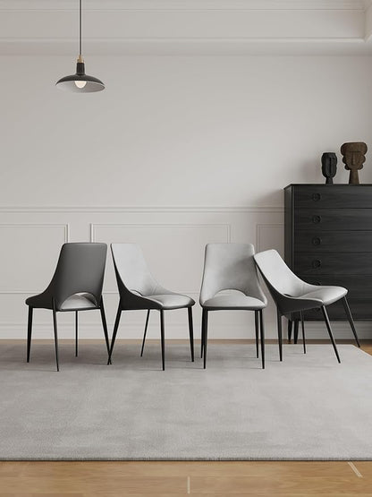 Modern Dining Chairs Gray Dining Chair Set of 2 Mid-Century Modern Kitchen Dining Chairs Armless Velvet + Faux Leather Cushioned Side Chair Beige Gray Metal Legs