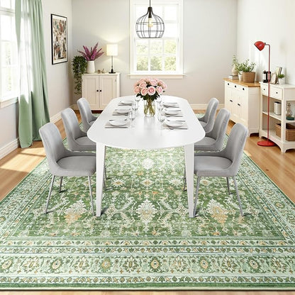 Lofus 9x12 Area Rug for Living Room, Light Green Washable Area Rugs with Non-Slip Backing,Soft Boho Carpets for Bedroom Dining Room Home Office Indoor Nursery
