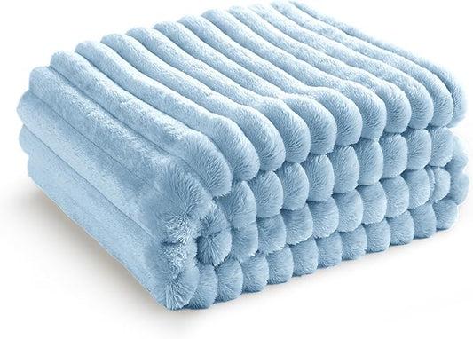 Bedsure GentleSoft Blue Fleece Blanket for - Cozy Soft Blankets for Women, Cute Small Throws for Girls, Light Blue, 50x70 Inches