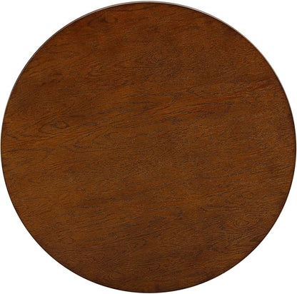 NTC 40 Inch Summit Modern Classic Tambour Wooden Round Coffee Table – Waterproof & Heat Resistant, Dark Walnut