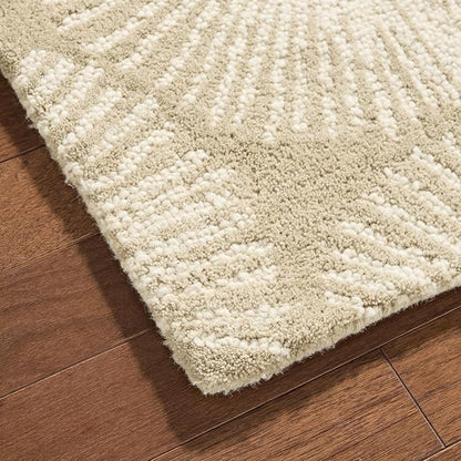 Nicole Miller New York Kendall Fluted Geo Handcrafted Area Rug, 100% Wool Rug, Taupe, 6'x9'