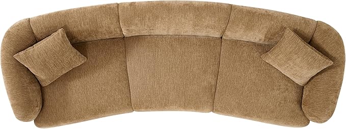 Merax 98.5" Modern 3 Seater Curved Sofa, Luxury Boucle Fabric Sofa, Minimalist Cozy Cloud Couch for Living Room, Bedroom, Apartment, Home Office, Mocha