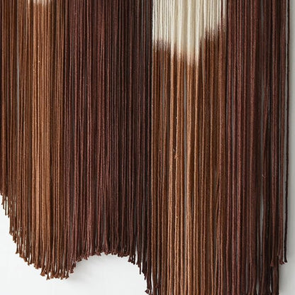 IOWER Macrame Wall Hanging Brown Dip-Dyed Large Handmade Macrame Cord Fiber Art Boho Wall Decor for Bedroom Living Room 57" W x 39" L