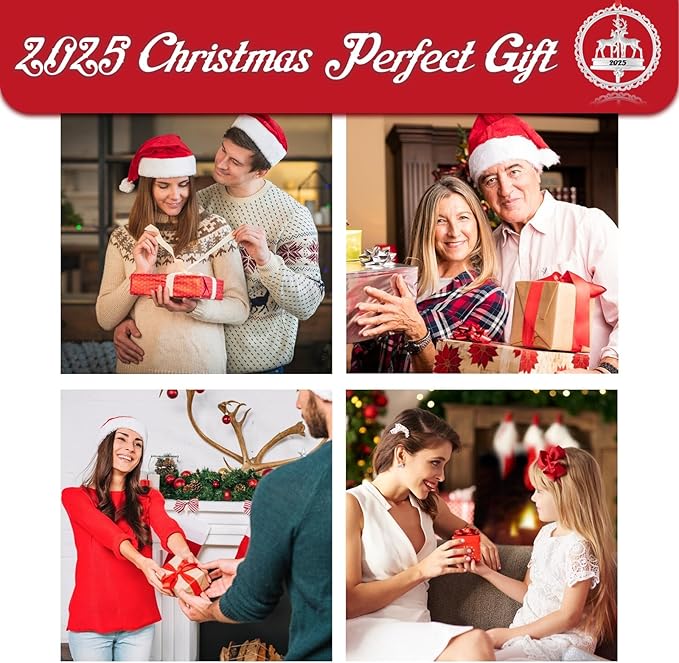 Christmas Ornament Decoration for Tree Hanging Metal Ornaments with Rotatable Elk,Dated 2025 Engraved for Holiday Decoration Keepsake Gift Lover Friends Family