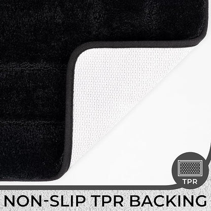 GRANNY SAYS Bathroom Toilet Rugs U Shaped, Bath Mats for Bathroom, Shower Room Rugs Non Slip Washable, Absorbent Microfiber Toilet Mat, Soft Plush Shaggy, 20" x 24", Black