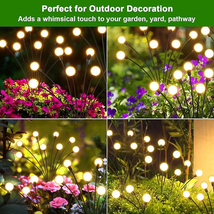 LETMY 6 Pack 48 LED Solar Garden Lights, Upgraded Swaying Firefly Lights Outdoor Waterproof for Outside Garden Decor Yard Patio Decorations, Larger Solar Panel & Bigger Bulb Base