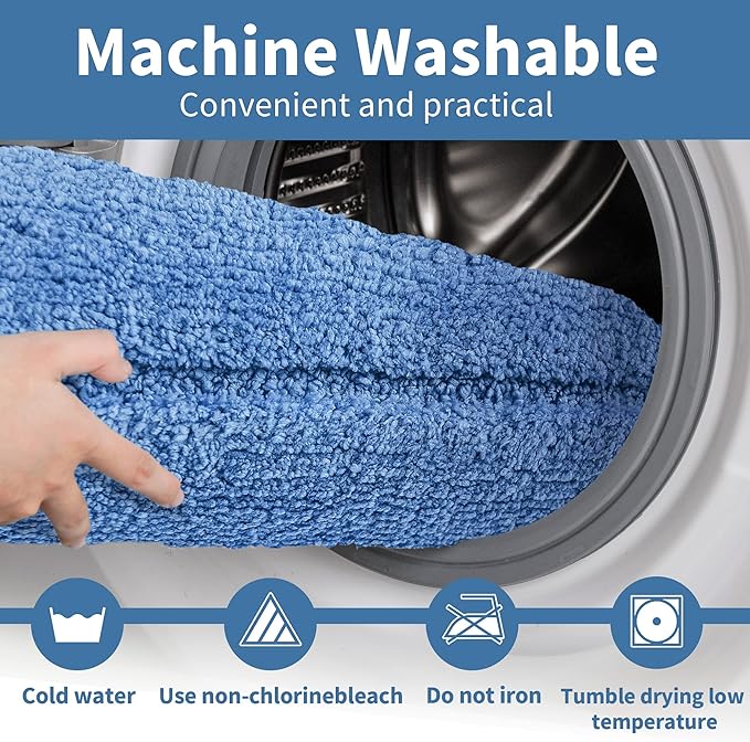 GRANNY SAYS Blue Bathroom Rugs Non Slip, 24" x 36", Large Bathroom Mats Washable, Bath Rugs for Shower Room, Absorbent Bath Mats for Floor, Absorbent Shower Rugs, Microfiber Bath Mat for Tub