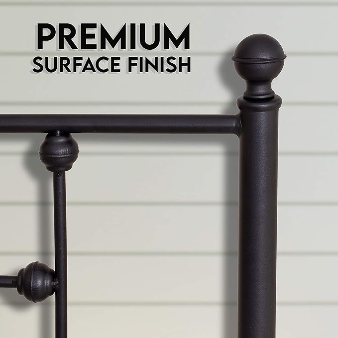 Golden Gate Beds Victorian Style Metal Platform Bed Frame with Antique Wrought Iron-Art Headboard and Footboard, Classic Cama Steel Mattress Foundation, No Box Spring Needed, Queen Size, Black Finish