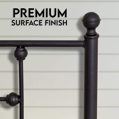 Golden Gate Beds Victorian Style Metal Platform Bed Frame with Antique Wrought Iron-Art Headboard and Footboard, Classic Cama Steel Mattress Foundation, No Box Spring Needed, King Size, Black Finish