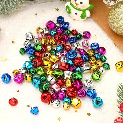 Augshy 240 Pieces Multicolour Jingle Bells 4 Colors Mixed Craft Bell Bulk for Christmas Home and Pet Decorations Xmas Decor Party Favors Supplies (0.3/0.4/0.47 inch)