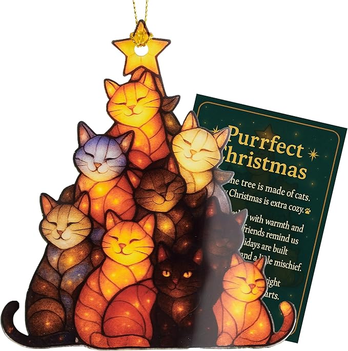 Funny Christmas Cat ornaments 2025 - Cat christmas ornament - Cat ornaments for christmas tree - Gray Orange Tuxedo cat for christmas decor - Funny Christmas ornaments 2025 - Christmas Decoration