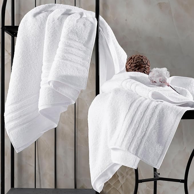 Hammam Linen Jumbo Large Bath Sheets Towels 2 Pack 35 x 70 Inches Soft Premium Quality 100% Cotton Towels, White