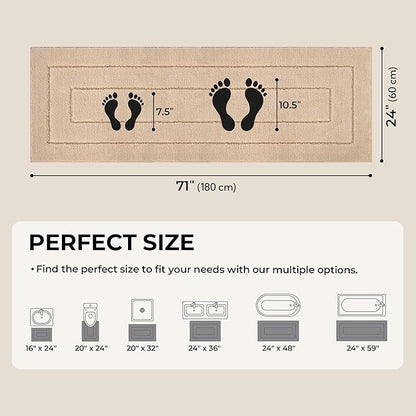 GRANNY SAYS Khaki Bathroom Rugs Non Slip, 71" x 24", Small Bathroom Rugs Washable，Bath Mats for Floor, Microfiber Bath Mat for Tub, Absorbent Shower Rug