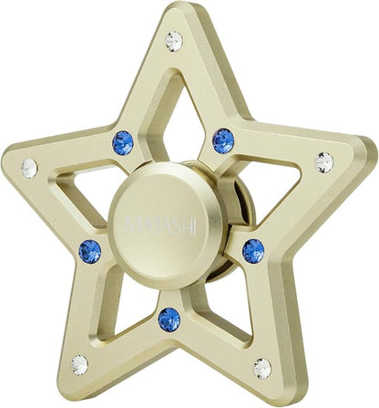 Matashi 24K Gold Plated Hanging Christmas Tree Star Ornament with Matashi Crystals, Christmas Decorations for Holiday Wedding Party Decoration, Tree Ornaments, Shiny, Metal Finish, Ribbons Included