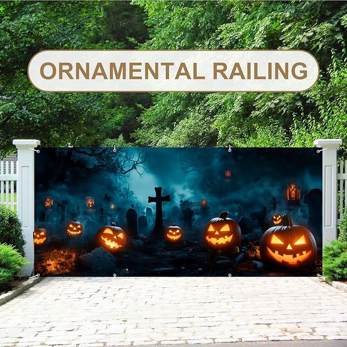 6 x 13 ft Halloween Garage Door Decorations Halloween decorations Witch Door Cover, Hanging Banner, Cauldron Backdrop Mural for Home, Outdoor, Indoor, Spooky Party, Wall, Window (Cross)