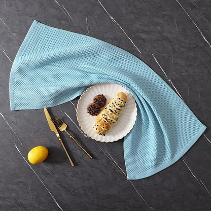 Homaxy 100% Cotton Kitchen Towels and Dishcloths Set, 12 x 12 Inches and 13 x 28 Inches, Set of 10 Bulk Kitchen Towels Set, Ultra Soft Absorbent Dish Cloths for Washing Dishes, Sky Blue