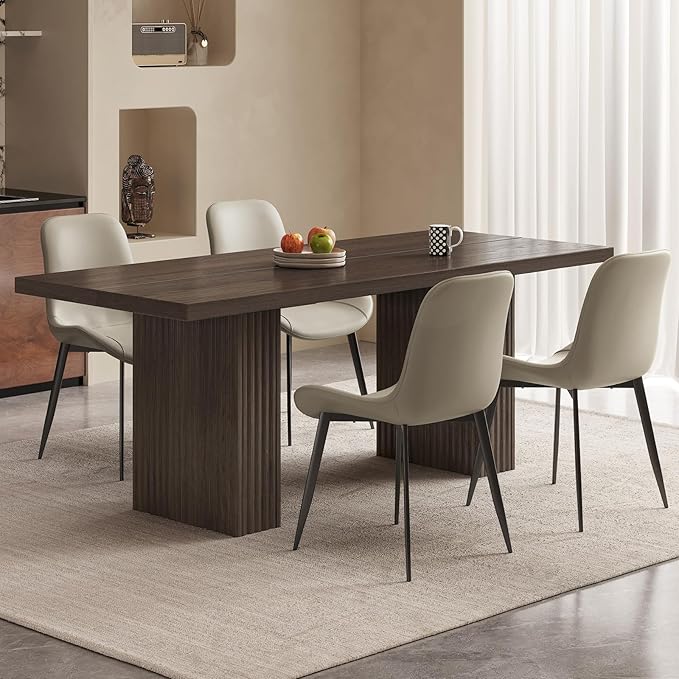 5-Piece Dining Table Set with 4 Chairs, 66.93" Rectangle Kitchen Table & Chairs Set for 4, Dining Room Table Perfect for Large Space, Easy Clean