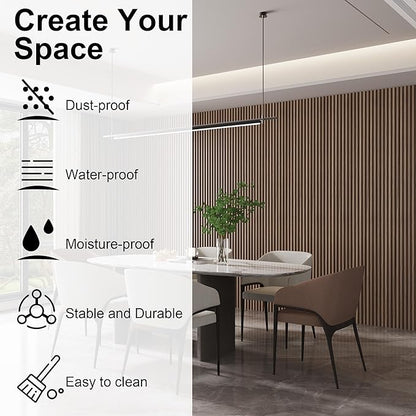 8-Pack WPC Wood Panels for Wall - 96 x 6.6 Inch 3D Acoustic Wall Panels, Water-Proof and Easy Installation, Accent Slat Wall Paneling for Living Room, Office, Walnut