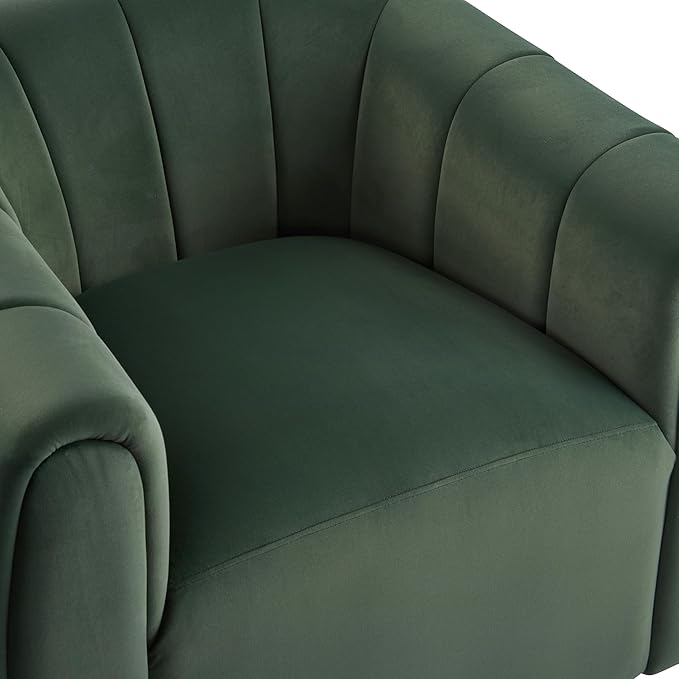 Christopher Knight Home Monroe Velvet Swivel Club Chair,Armchair with 360-Degree Rotation,Upholstered Barrel Swivel Sofa Chair for Living Room/Bedroom,Tufted Back,Thick Cushion, Iron Base, Olive Green