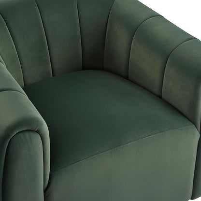 Christopher Knight Home Monroe Velvet Swivel Club Chair,Armchair with 360-Degree Rotation,Upholstered Barrel Swivel Sofa Chair for Living Room/Bedroom,Tufted Back,Thick Cushion, Iron Base, Olive Green