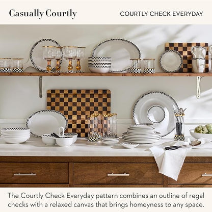 MACKENZIE-CHILDS Everyday Oval Casserole Baker, Cute Oven Baker, Medium, Black-and-White Courtly Check