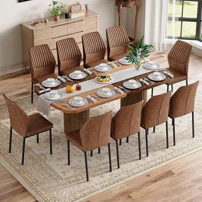 Dining Table Set for 10,Large 79" Rectangular Kitchen Table Set for 10 with Cushioned Chairs,Modern Mid-Century Wood Dining Room Table Set for 10,Ideal for Dining & Gatherings