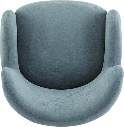Christopher Knight Home Auden Wooden Low Profile Accent Chair, Velvet Upholstered Wingback Living Room Lounge Chair, Bedroom Comfy Reading Chair, Curved Backrest Single Sofa with Armrest, Dusty Blue