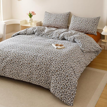 CLOTHKNOW Black Cheetah Print Twin/Twin XL Comforter Set Animal Leopard Bedding Comforter Sets Soft Black Brown Bedding Sets with 2 x Pillow Cases Twin XL Size