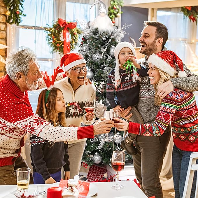 Christmas Ball Ornaments Set, 20ct Large Clear Shatterproof 3.15" Christmas Ornaments for Christmas Tree Decoration Silver Hanging Decorative Baubles for Halloween Thanks Giving Xmas Party