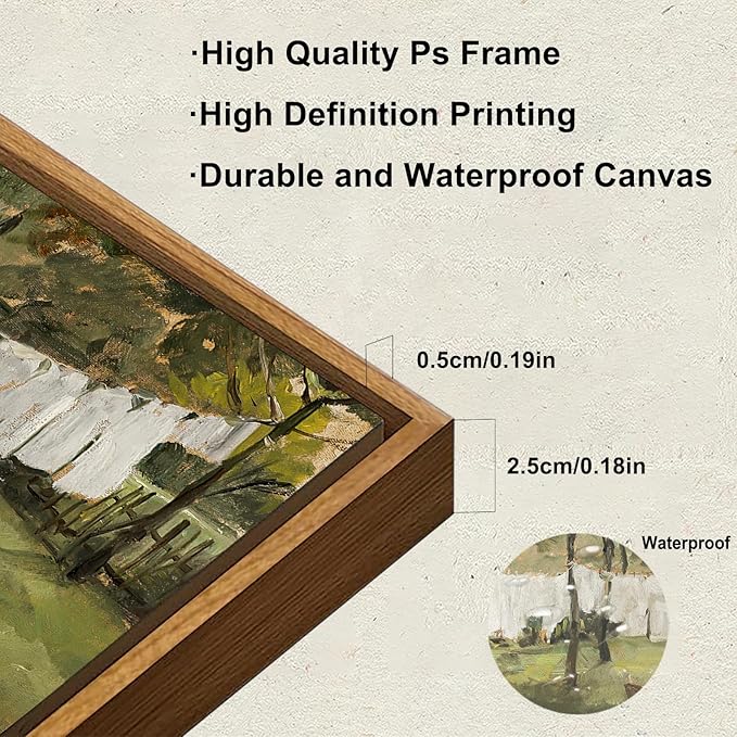 KBKBART Framed Canvas Wall Art Home Decor, Vintage Laundry Room Art Prints Wall Decor, Farmhouse Decor Canvas Oil Painting, Antique Country Landscape Wall Art Prints for Beroom Living Room Bathroom (12"x16")