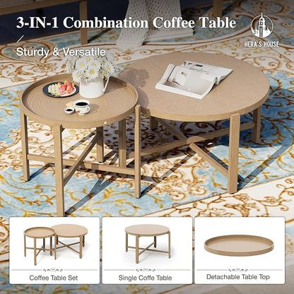 HERA'S HOUSE Patio Furniture Set 7-Piece, Metal Outdoor Conversation Set with Wood Grain Finish, 2 x Leg Chair, 2 x Swivel Outdoor Chair, 1 x 3-Seat Chair, 2 x Multi-Functional Table Garden Deck Lawn