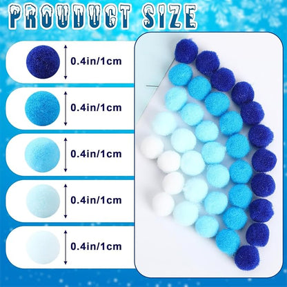 SEPGLITTER Blue Pom Poms Balls, 1000Pcs 1 cm/0.4 inch Hanukkah Blue Color Pom Poms for Chanukah Christmas Winter Summer Holiday Party Crafts Making DIY Holiday Decorations Supplies