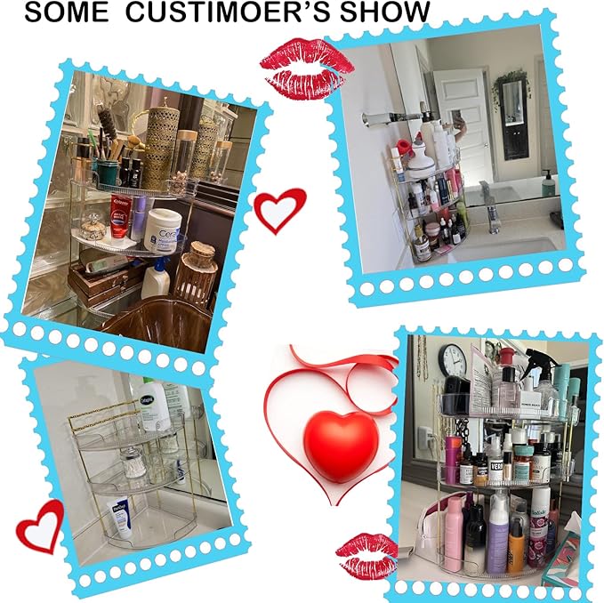 FELIZHOUSE 2-Tier Makeup Organizer for Vanity & Bathroom Countertop – Acrylic Storage Shelf with Perfume Makeup Brush Holder, Tool-Free Installation, Design for Bathroom & Dresser - Clear