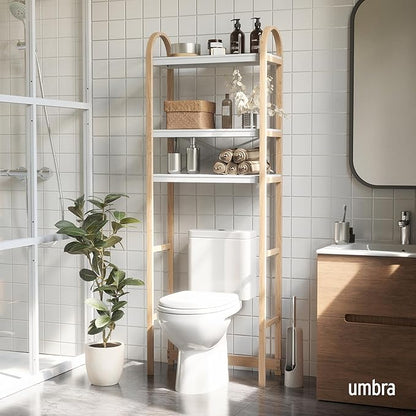 Umbra Bellwood Over-The-Toilet Shelf for Bathroom or Powder Room, White/Natural
