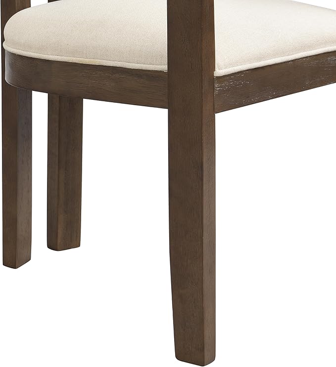 Christopher Knight Home Falcon Fabric Upholstered Dining Chairs Set of 2, Modern Wooden Dining Curved Backrest Kitchen Side Chair, Living Room for Extra Seat, Walnut+Beige