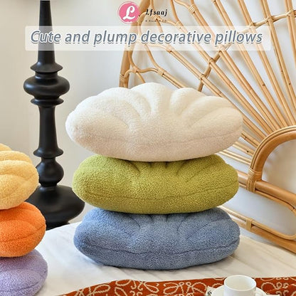 Seashell Throw Pillows, Shell Shaped Throw Pillows, 18 Inch Soft Home Decorative Pillow Plush Cushion for Bed Couch Living Room Decor Accent Throw Pillow (Beige 18Inch)