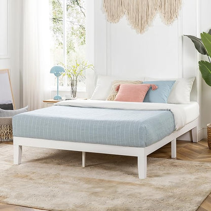 Mellow Naturalista Classic 12 Inch Solid Wood Platform Bed Queen, White