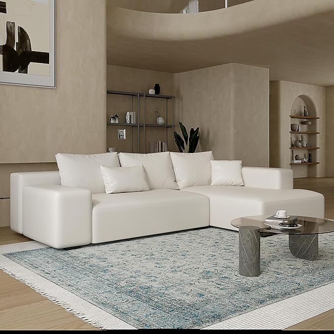 Acanva Modern Oversized Modular L Shaped Sectional Sofa Set for Living Room, Minimalist Style Comfy 4-Seat Corner Couch, Right Chaise, Vegan Leather