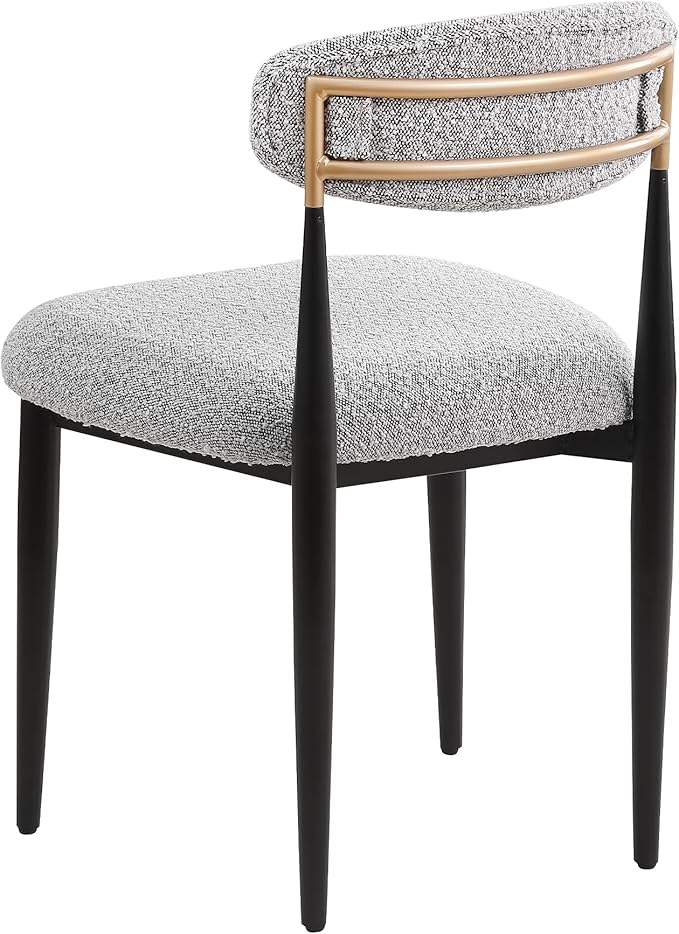 Morden Fort Modern Dining Chairs Set of 4, Boucle Upholstered Chairs with Open Back and Black Metal Legs for Dining Room, Kitchen, Living Room and Apartment