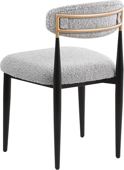 Morden Fort Modern Dining Chairs Set of 4, Boucle Upholstered Chairs with Open Back and Black Metal Legs for Dining Room, Kitchen, Living Room and Apartment