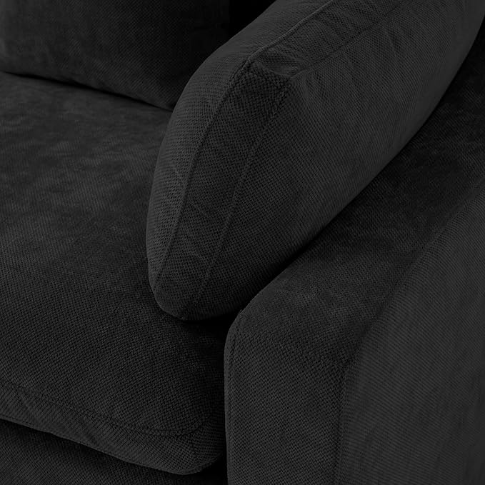 Cloud Couch Modular Sectional Sofa,82.68" L Shaped Couch,Down Filled Convertible Wide Seater, 2 Seater+Ottoman for Living Room Set,Covers Washable&Replaceable,Black