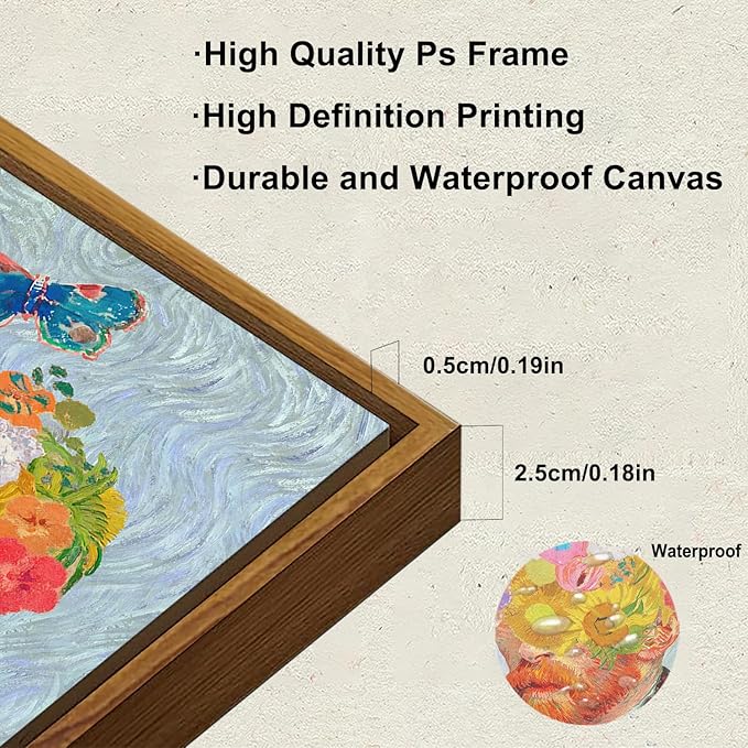 KBKBART Framed Van Gogh Wall Art, Vintage Abstract Impressionist Canvas Oil Painting, Antique Victorian Wall Decor, Van Gogh Poster Art Prints for Bedroom Living Room, Gallery, Gifts for Friends or Family(8"x10")