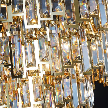 Gold Crystal Chandelier Lighting for Dining Rooms Kids Bedroom Foyer Entryway Ceiling Hanging Pendant Chandelier Light Fixture Small Geometric Raindrop Lamp 18''