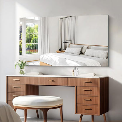 KOCUUY Large Frameless Mirror, 55x30 Inch Rectangle Bathroom Vanity Mirror for Over Sink, Upgraded Shatterproof Unframed Design for Bedroom, Living Room, Entryway