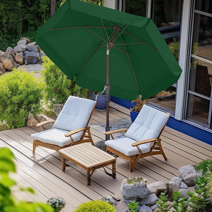 ABCCANOPY 7.5ft Scalloped Patio Umbrella, Outdoor Table Umbrella with Tilt and Crank, Fiberglass Ribs Deck Umbrella for Patio, Pool, Garden, Picnic (Green)